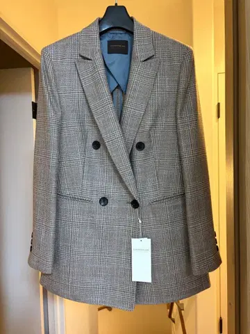 TOMORROWLAND 그레이 계열 체크 더블 브레스트 자켓