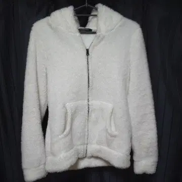 Jessny 후드 부착 화이트 플리스 자켓