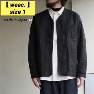 [ weac. / 위크 ] 블랙 노카라 자켓 면 린넨