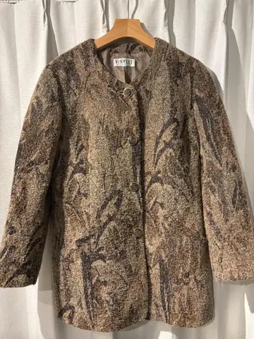 알파카 100% 노카라 자카드 직물 자켓