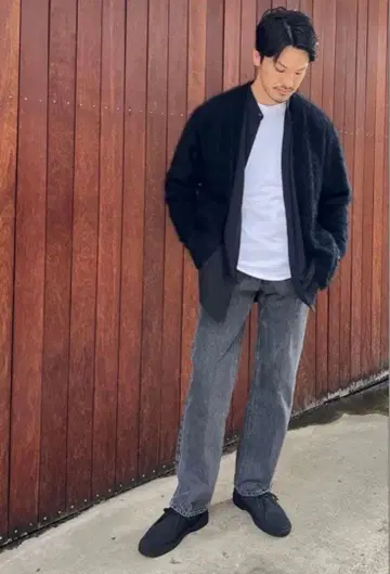 새상품급!! UNITED ARROWS 헤비 온스 블랙 스트레이트 데님