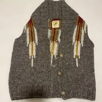 빔즈 울 니트 베스트 그레이 컬러풀 자수 네이비 네이티브