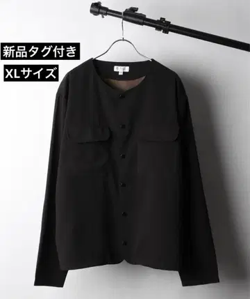 택 포함 새상품 Nilway 드레이프 폴리트로 노카라 커버올 XL/블랙