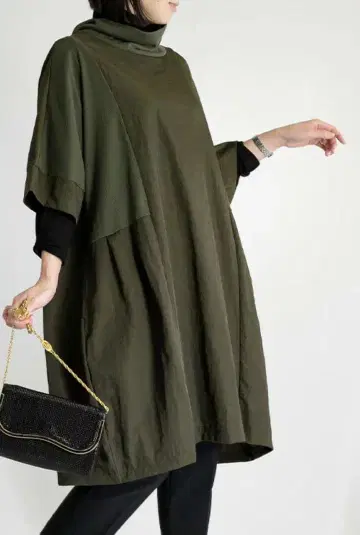 이소재 혼방 원피스 카키 새상품 (M-L)