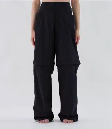 enof open knee nylon pants black