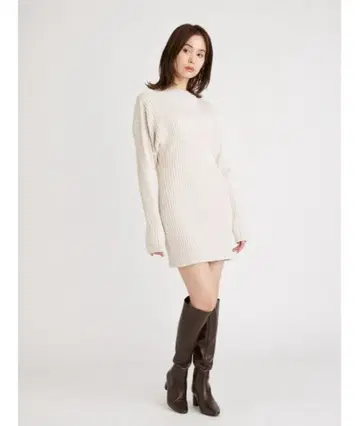 SNIDEL Sustainable 와이드 리브 미니 니트 원피스