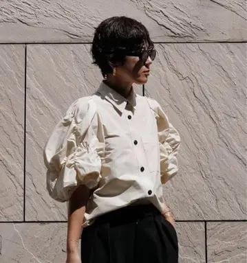 Machatt 셔링 퍼프 슬리브 셔츠 택 포함 미사용 새상품