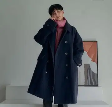 [eL] 더블 브레스트 스탠드 미들 코트