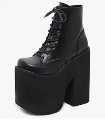 cnstone 17cm 통굽 레이스업 숏부츠