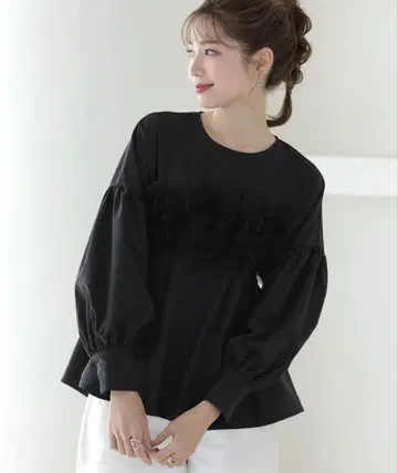 MERAKI 가슴 프릴 벌룬 블라우스 M