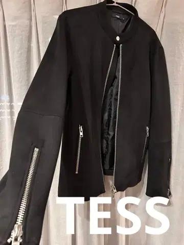 TESS 블랙 M 싱글 라이더 자켓 스웨이드