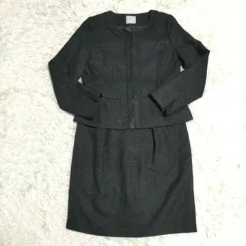 오파크 클립 블랙 셋업 라메 노카라 트위드 스커트