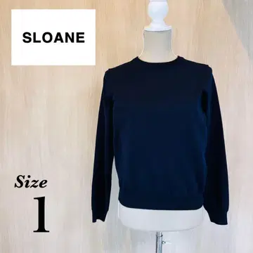 SLOANE 14G 천축 폴리에스테르 니트 크루넥 풀오버 네이비