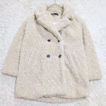 미사용급 ZARA M 테디베어 코트 보아 롱 코트 복슬복슬 화이트