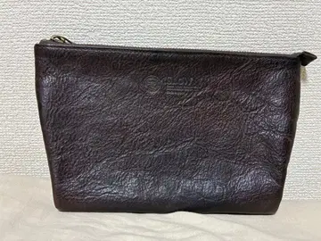 SLOW 다크 브라운 가죽 파우치 L