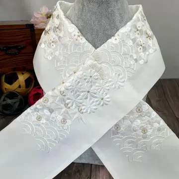 기모노 등에 청해파와 길조 디자인 자수 장식용 깃 일본제 새상품