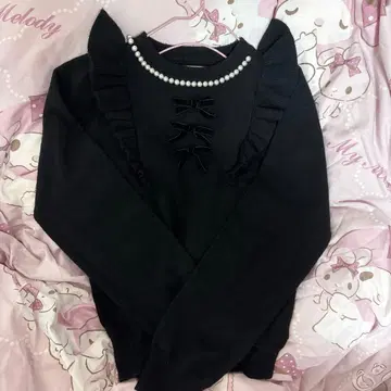 Ank Rouge 3개 리본 니트 블랙