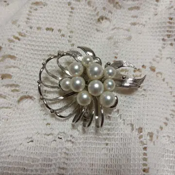 펄 10개 SILVER 브로치