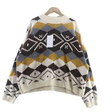 지오메트릭 패턴 오버 사이즈 니트