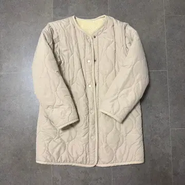 퀼팅 롱 자켓 베이지