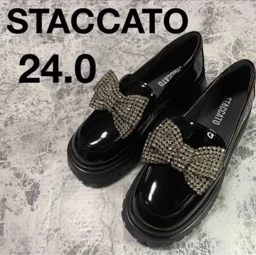 새상품 STACCATO 스태카토 빅 리본 로퍼 24.0
