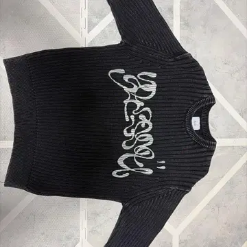 BlessU 다크 그레이 리브 스웨터 니트 마블 무늬