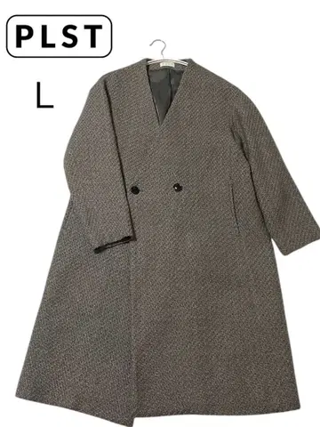 PLST 더블 버튼 롱 코트 L