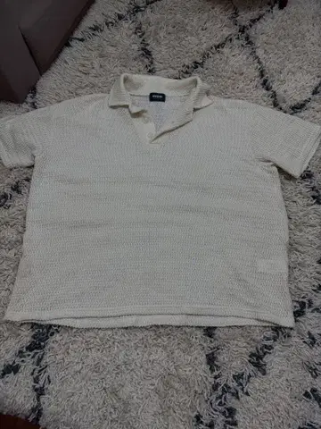 아이보리 메쉬 피케 셔츠