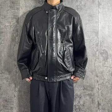 80s~90s Japan Vintage 레더 봄버 자켓 라무 양가죽