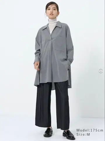 그레이 긴팔 셔츠 M 사이즈 포켓 부착