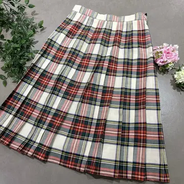 스코틀랜드제 글렌 네비스 체크 플리츠 스커트