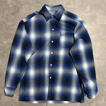 [ 새상품급 ] CALTOP 긴팔 플란넬 셔츠 M 블루 계열 체크