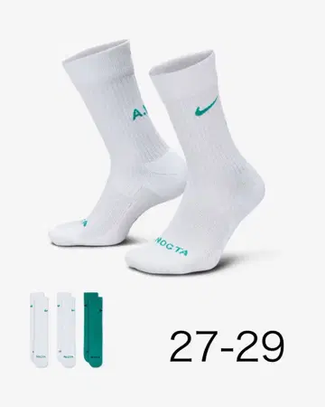 NIKE NOCTA 크루 삭스 27-29 3족 세트
