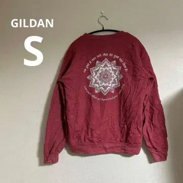 GILDAN [ S ] 만다라 프린트 톤 다운 레드 맨투맨 USA 속기모