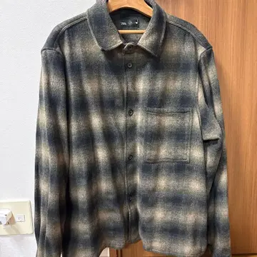 ZARA 체크 무늬 플란넬 셔츠 남성용 XL