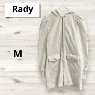 레이디 자켓 롱 코트 후드 부착 크림색 화이트 M