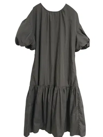 벌룬 슬리브 롱 원피스 블랙 뒷 리본