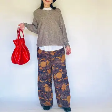 기모노 리메이크 울 와이드 팬츠