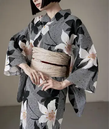 꽃무늬 유카타 오비 세트