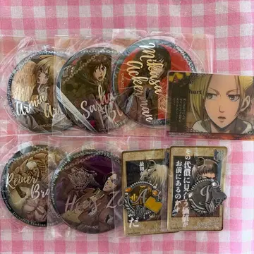 진격의 거인 USJ 유니버셜 콜라보 캔뱃지 미카사 사샤 아르민 한지