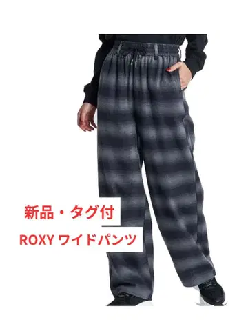 [ 새상품 ] ROXY 와이드 팬츠 그레이 체크 무늬 [ 택 포함 ]
