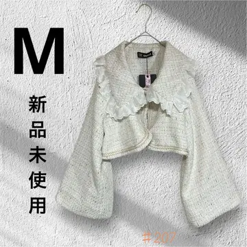 프릴 옷깃 트위드 숏 자켓 볼레로풍 걸리시 PINKSAVIOR