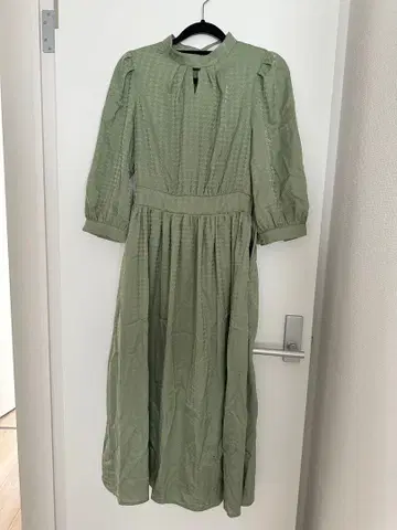 그린 하운드투스 체크 패턴 롱 원피스