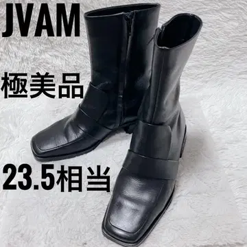 J.V.A.M 사이드 지퍼 부츠 여성용 가죽 블랙