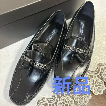 LUTECIA madras 블랙 가죽 드레스 슈즈