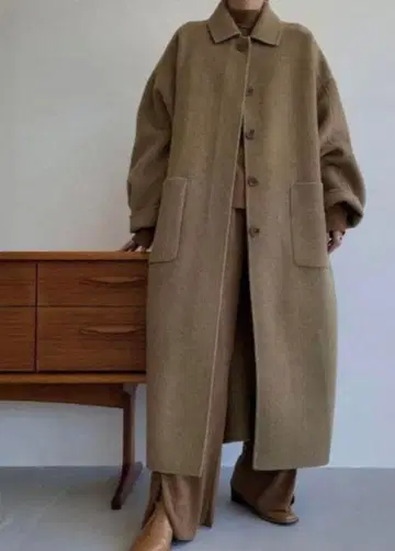 nokcha original 핸드메이드 오버 울 코트 녹차