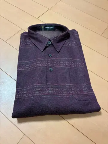 BISHU JAPAN 남성용 긴팔 피케 셔츠 크림슨 컬러 L 사이즈