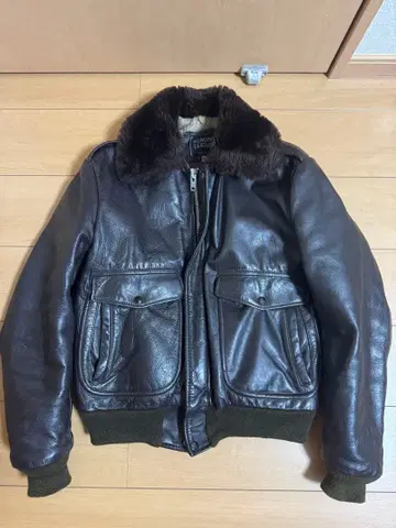 빈티지 USA제 가죽 자켓 구제 의류 브라운 보아 TARON