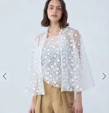 메쉬 자수 오픈 카라 셔츠 MACPHEE