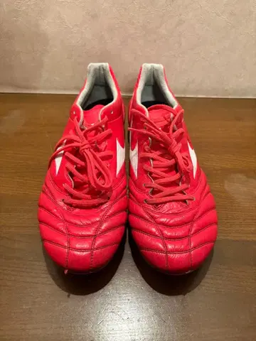 레드 가죽 축구 스파이크 슈즈